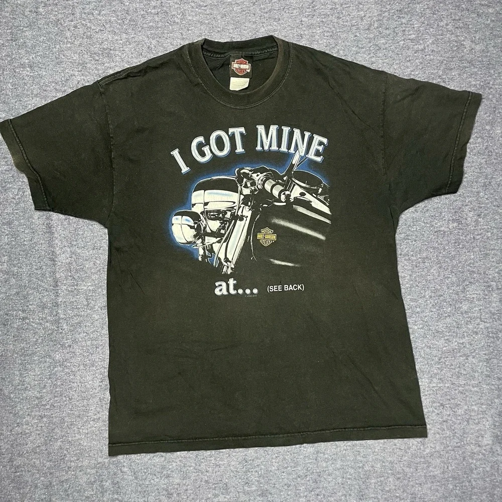 Vtg Harley Davidson Mens Woodstock Illinois Moto Biker T Shirt Blk Large‎ - Picture 3 of 7